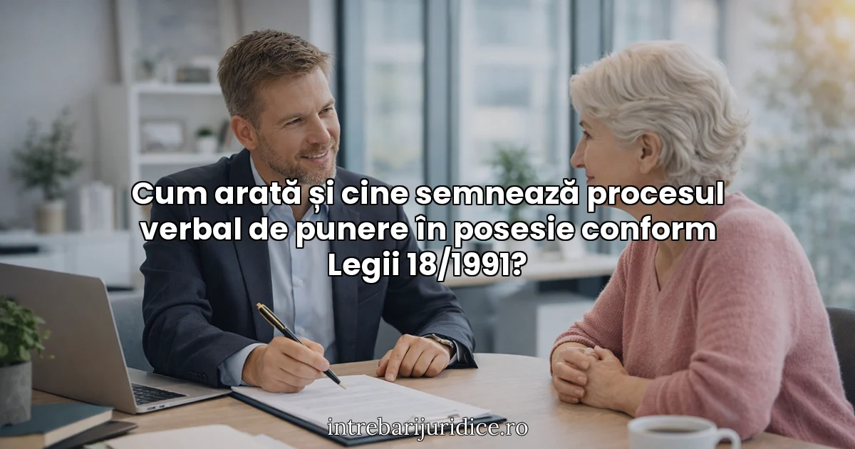 Cum arată și cine semnează procesul verbal de punere în posesie conform Legii 18/1991?