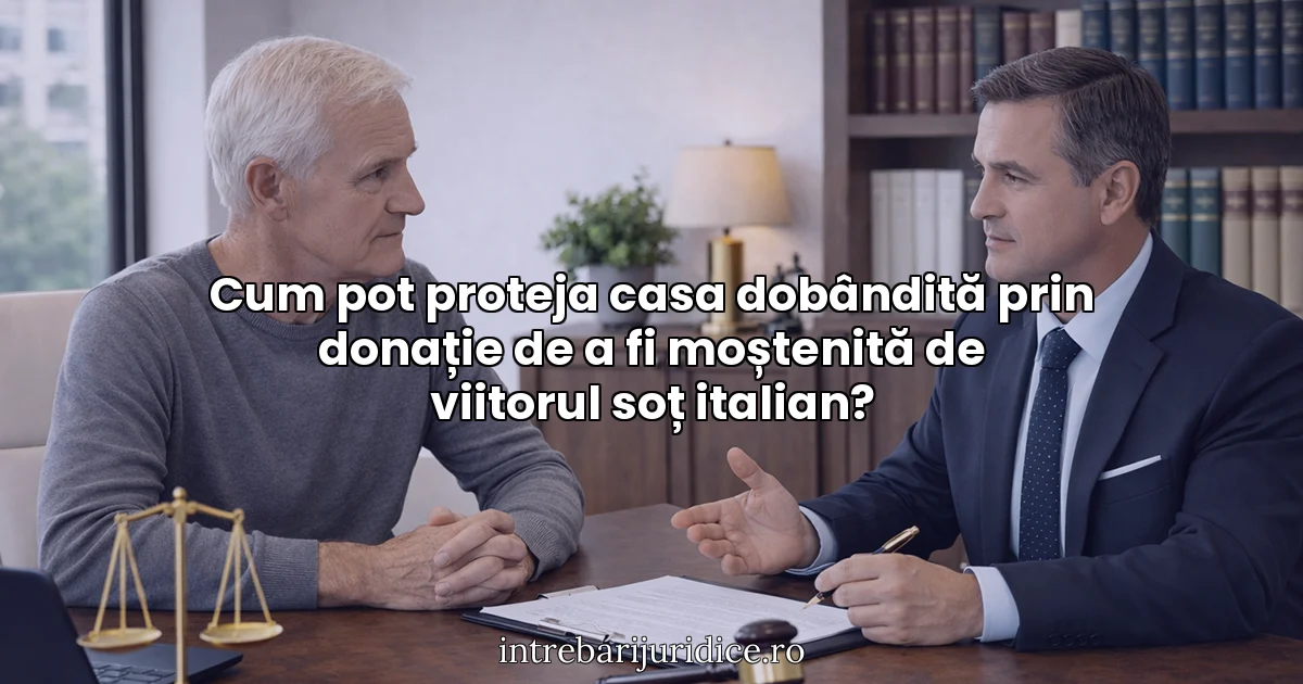 Cum pot proteja casa dobândită prin donație de a fi moștenită de viitorul soț italian?