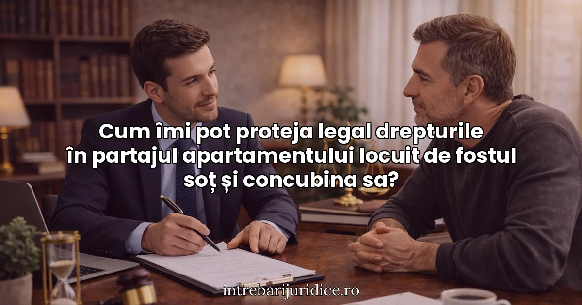 Cum îmi pot proteja legal drepturile în partajul apartamentului locuit de fostul soț și concubina sa?