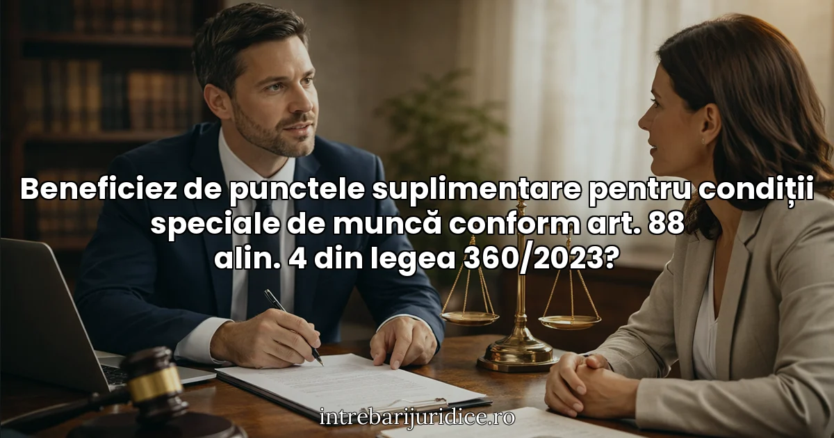 Beneficiez de punctele suplimentare pentru condiții speciale de muncă conform art. 88 alin. 4 din legea 360/2023?