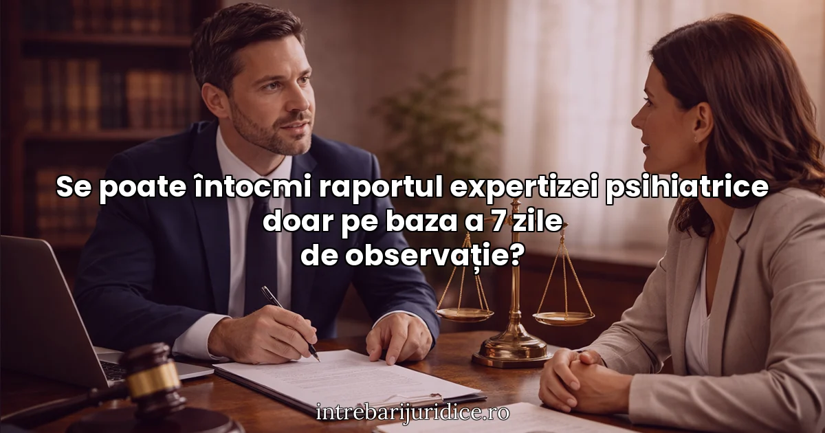 Se poate întocmi raportul expertizei psihiatrice doar pe baza a 7 zile de observație?