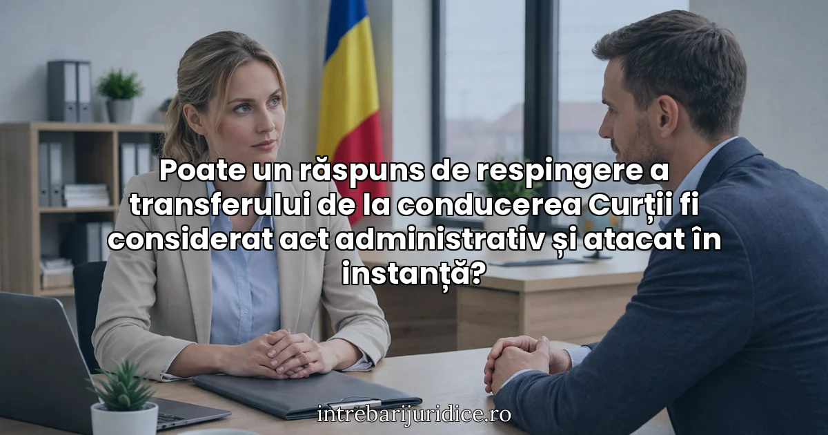 Poate un răspuns de respingere a transferului de la conducerea Curții fi considerat act administrativ și atacat în instanță?