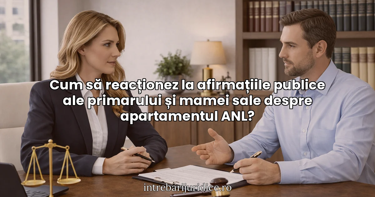 Cum să reacționez la afirmațiile publice ale primarului și mamei sale despre apartamentul ANL?