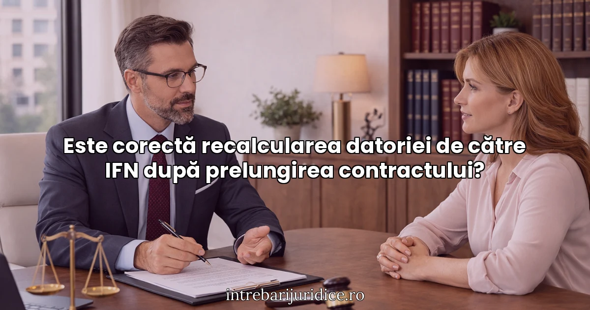 Este corectă recalcularea datoriei de către IFN după prelungirea contractului?