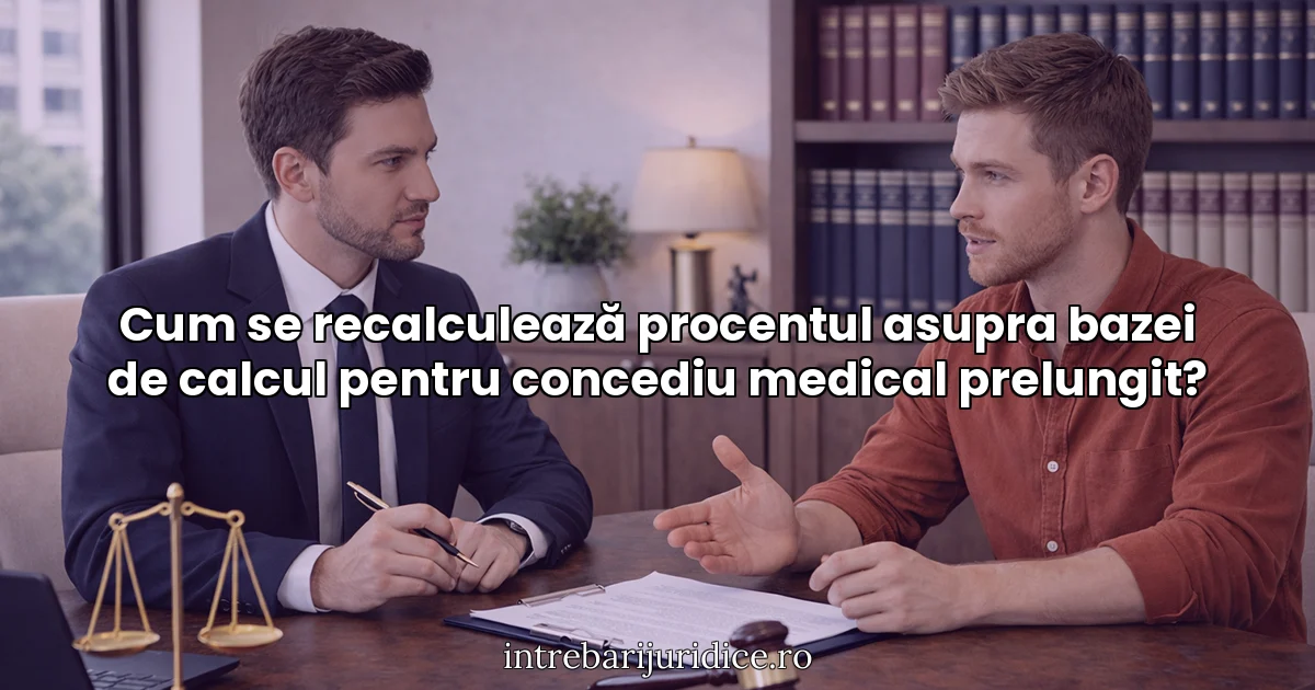 Cum se recalculează procentul asupra bazei de calcul pentru concediu medical prelungit?