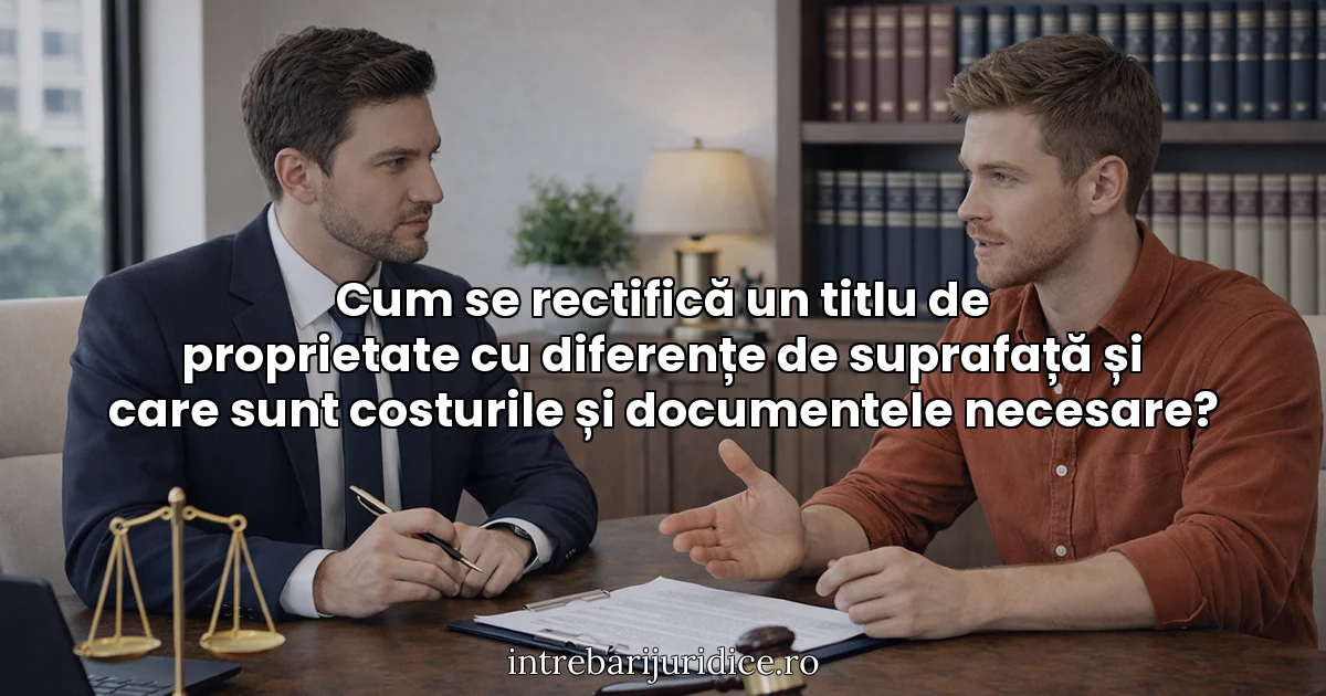 Cum se rectifică un titlu de proprietate cu diferențe de suprafață și care sunt costurile și documentele necesare?
