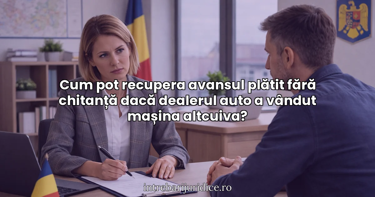 Cum pot recupera avansul plătit fără chitanță dacă dealerul auto a vândut mașina altcuiva?