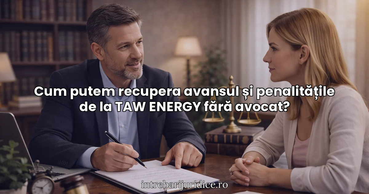Cum putem recupera avansul și penalitățile de la TAW ENERGY fără avocat?