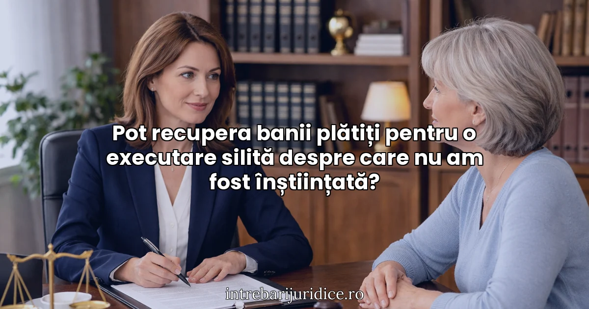 Pot recupera banii plătiți pentru o executare silită despre care nu am fost înștiințată?