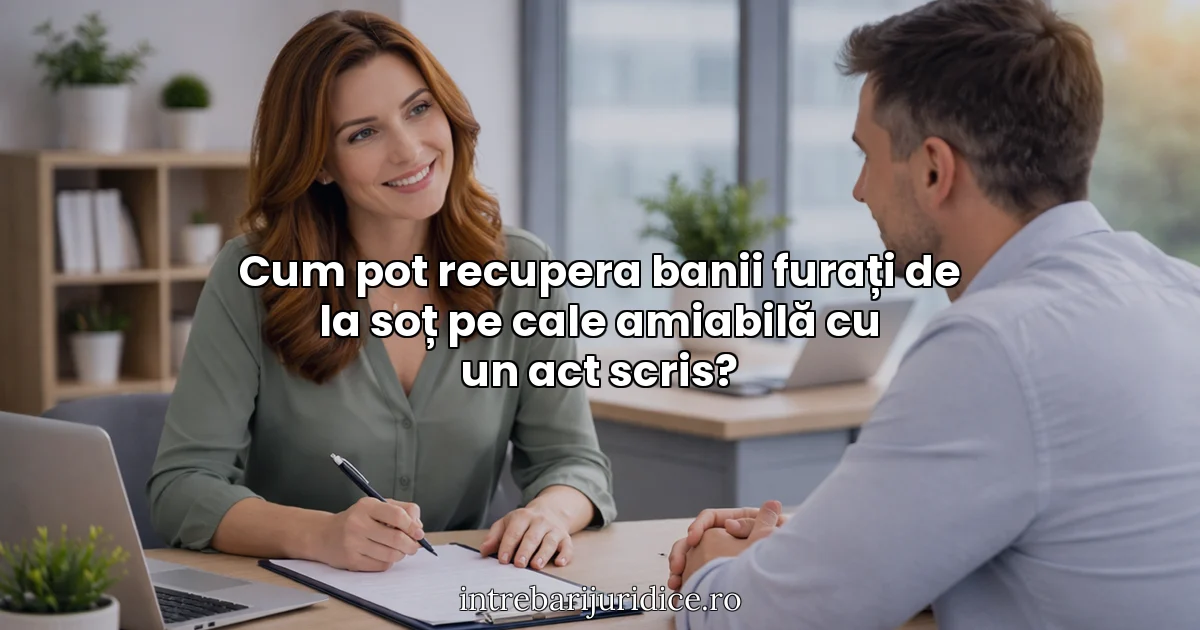Cum pot recupera banii furați de la soț pe cale amiabilă cu un act scris?