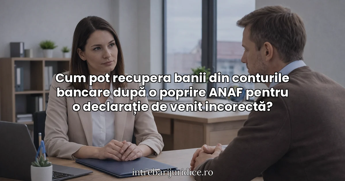Cum pot recupera banii din conturile bancare după o poprire ANAF pentru o declarație de venit incorectă?