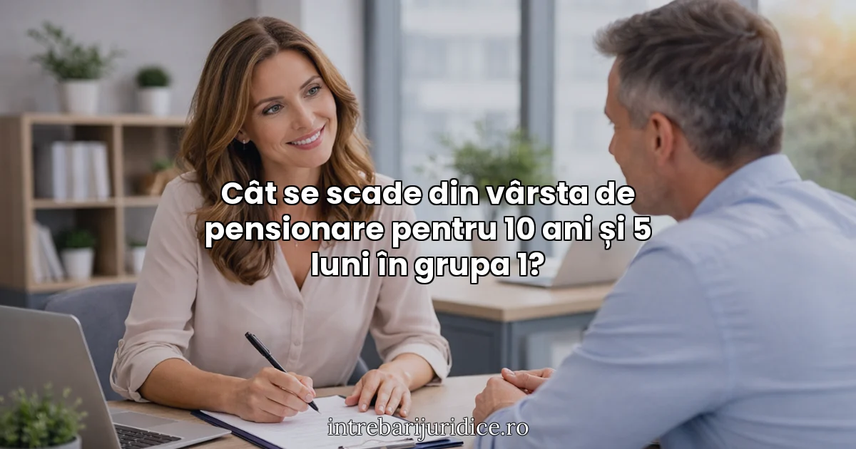 Cât se scade din vârsta de pensionare pentru 10 ani și 5 luni în grupa 1?