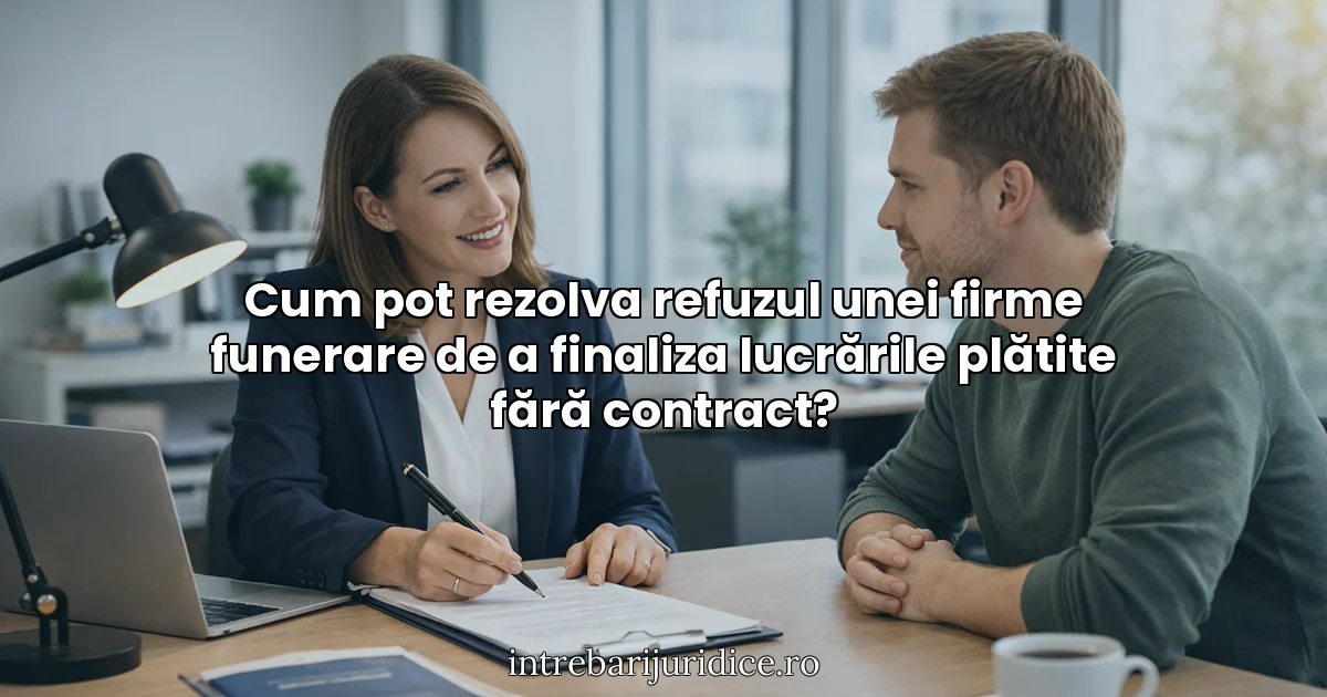 Cum pot rezolva refuzul unei firme funerare de a finaliza lucrările plătite fără contract?