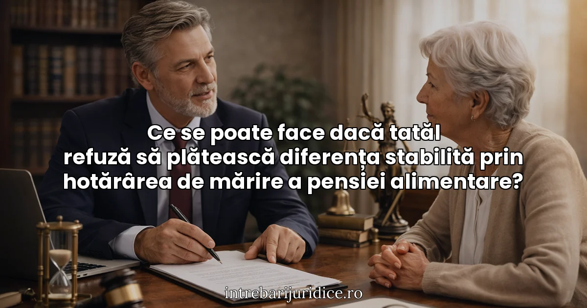 Ce se poate face dacă tatăl refuză să plătească diferența stabilită prin hotărârea de mărire a pensiei alimentare?