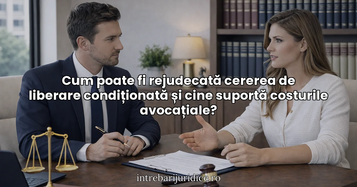 Cum poate fi rejudecată cererea de liberare condiționată și cine suportă costurile avocațiale?