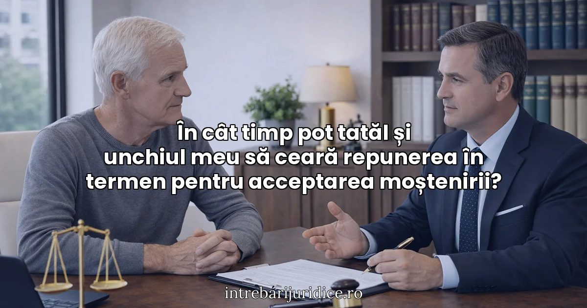 În cât timp pot tatăl și unchiul meu să ceară repunerea în termen pentru acceptarea moștenirii?