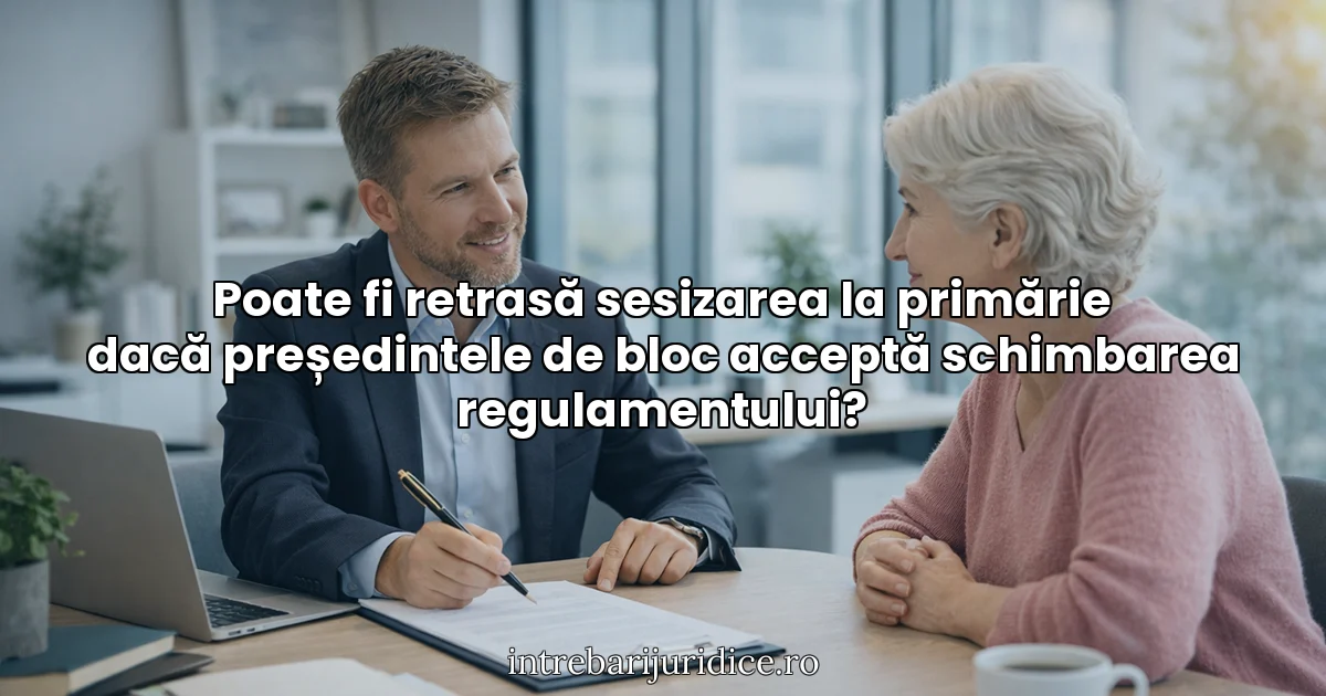 Poate fi retrasă sesizarea la primărie dacă președintele de bloc acceptă schimbarea regulamentului?