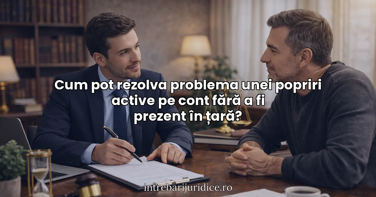 Cum pot rezolva problema unei popriri active pe cont fără a fi prezent în țară?
