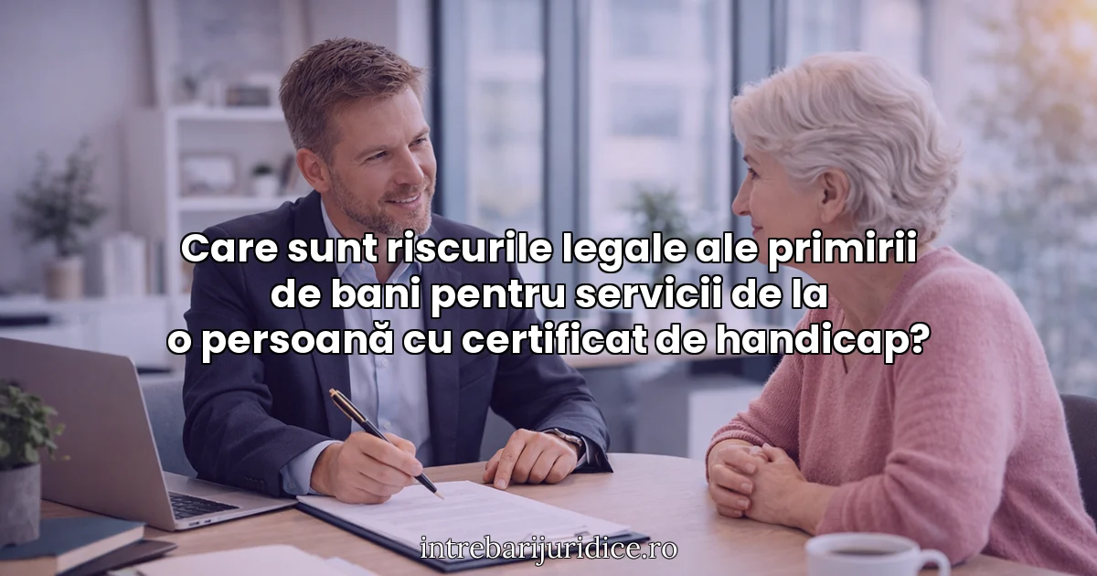 Care sunt riscurile legale ale primirii de bani pentru servicii de la o persoană cu certificat de handicap?