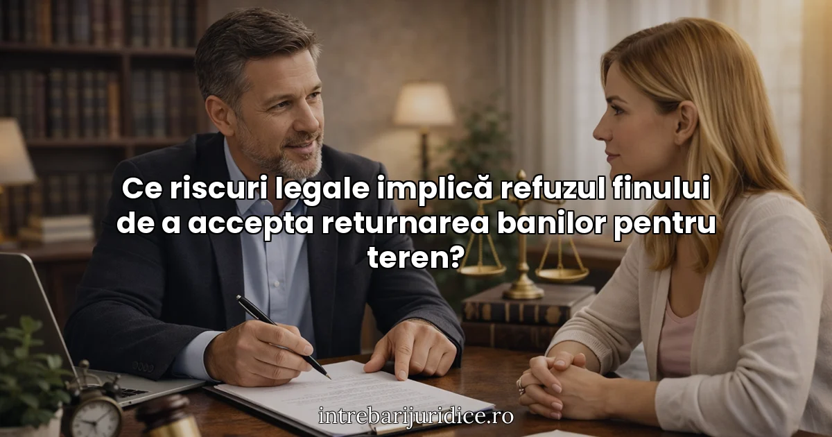 Ce riscuri legale implică refuzul finului de a accepta returnarea banilor pentru teren?