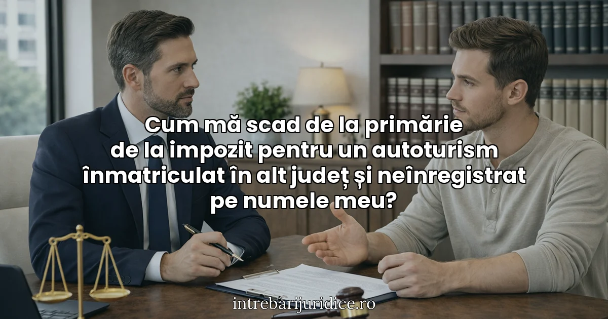 Cum mă scad de la primărie de la impozit pentru un autoturism înmatriculat în alt județ și neînregistrat pe numele meu?