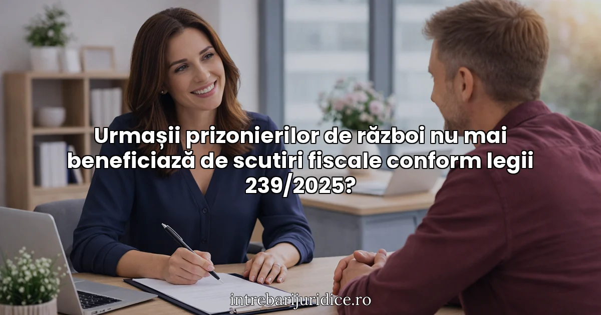 Urmașii prizonierilor de război nu mai beneficiază de scutiri fiscale conform legii 239/2025?