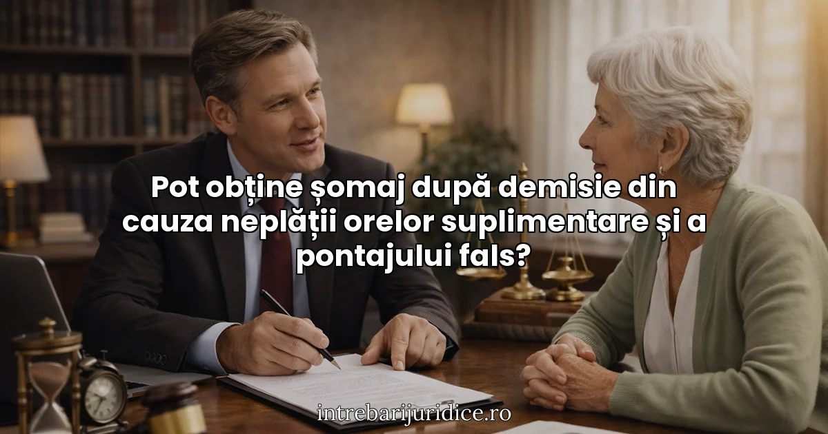 Pot obține șomaj după demisie din cauza neplății orelor suplimentare și a pontajului fals?