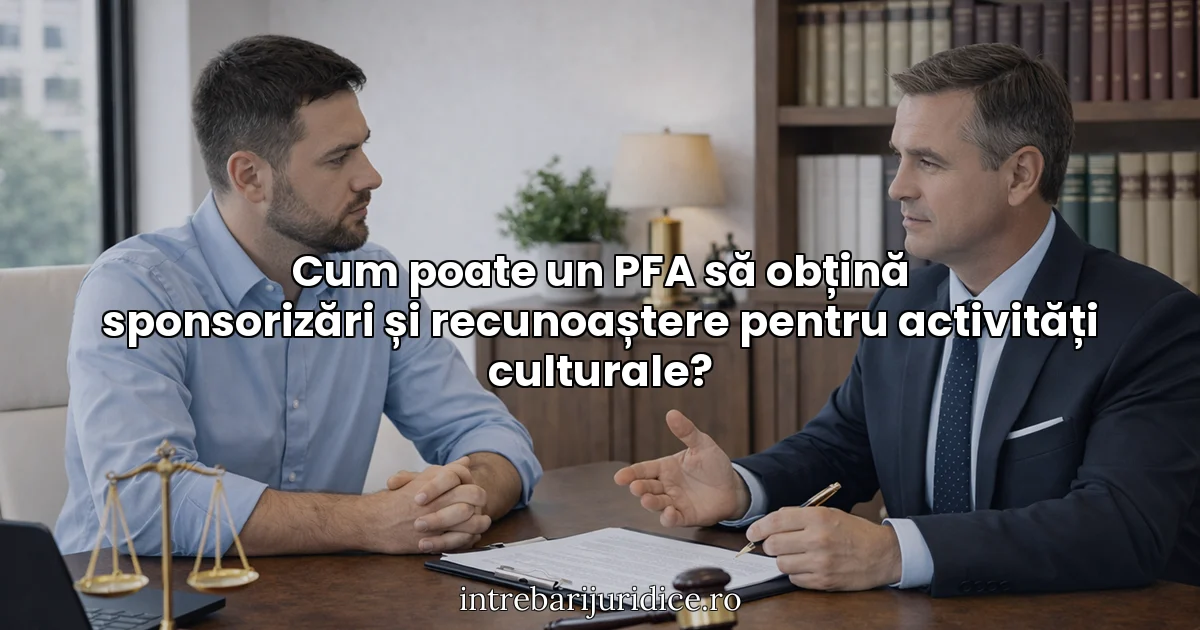 Cum poate un PFA să obțină sponsorizări și recunoaștere pentru activități culturale?