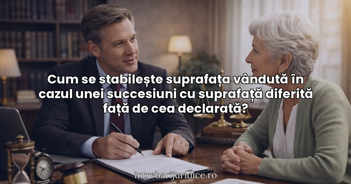 Cum se stabilește suprafața vândută în cazul unei succesiuni cu suprafață diferită față de cea declarată?