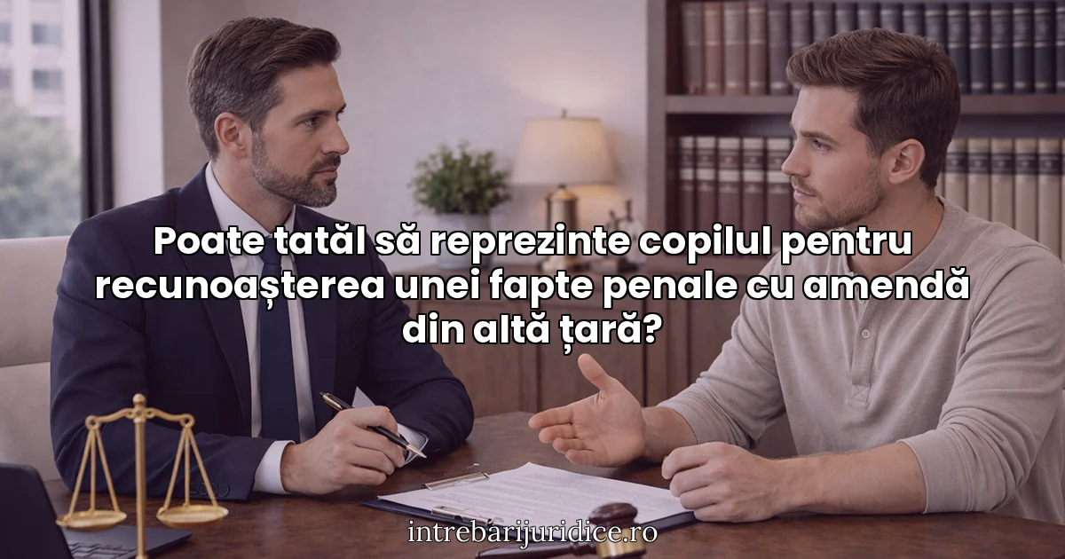 Poate tatăl să reprezinte copilul pentru recunoașterea unei fapte penale cu amendă din altă țară?