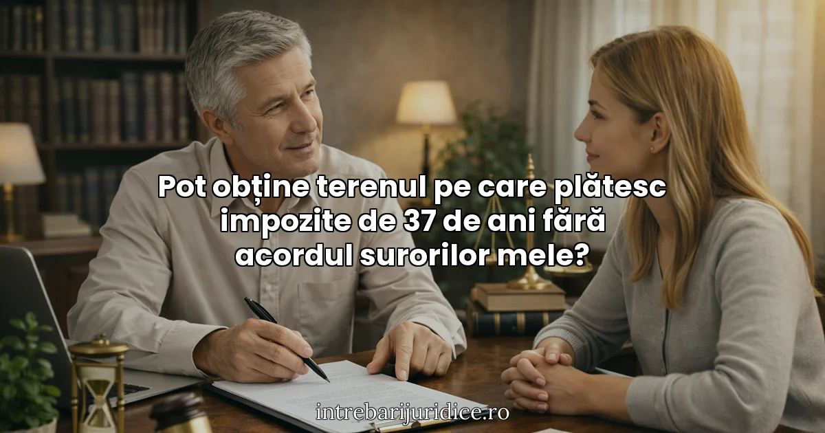Pot obține terenul pe care plătesc impozite de 37 de ani fără acordul surorilor mele?