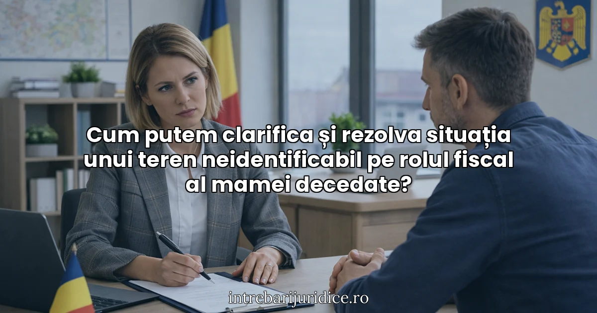 Cum putem clarifica și rezolva situația unui teren neidentificabil pe rolul fiscal al mamei decedate?