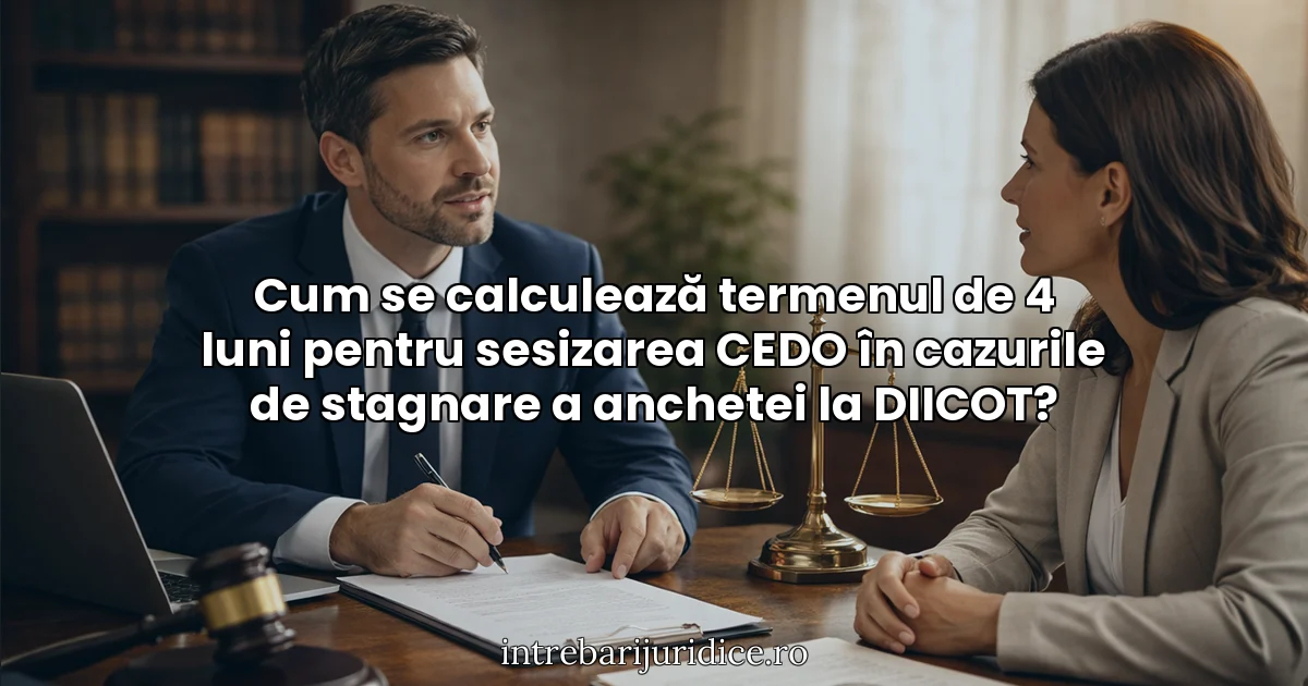 Cum se calculează termenul de 4 luni pentru sesizarea CEDO în cazurile de stagnare a anchetei la DIICOT?