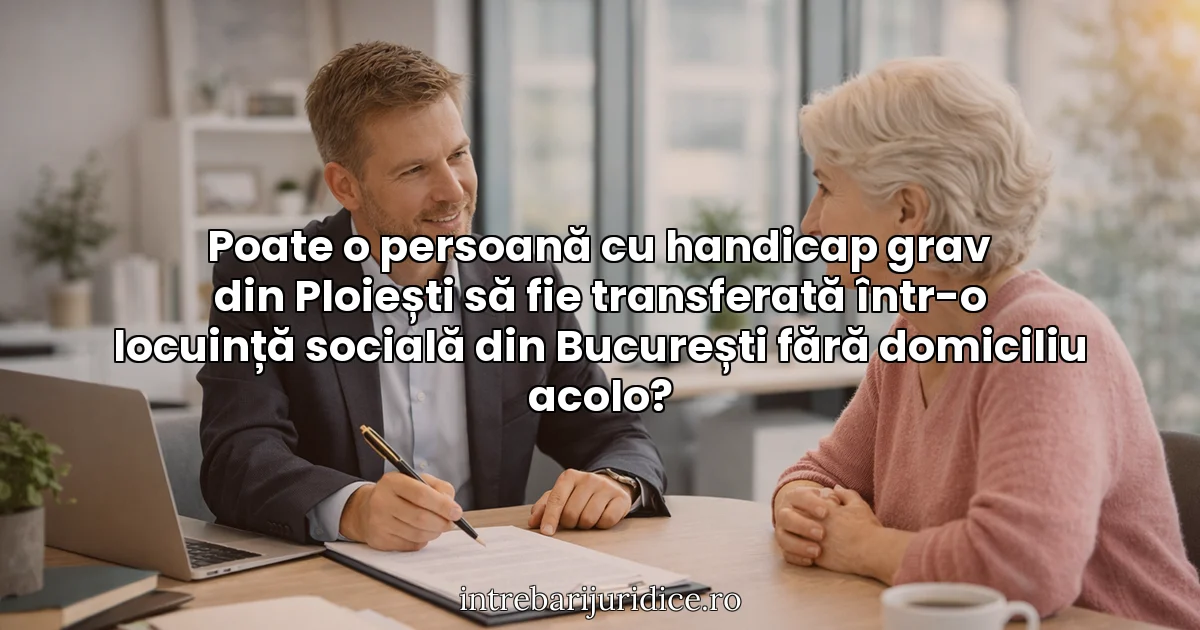 Poate o persoană cu handicap grav din Ploiești să fie transferată într-o locuință socială din București fără domiciliu acolo?