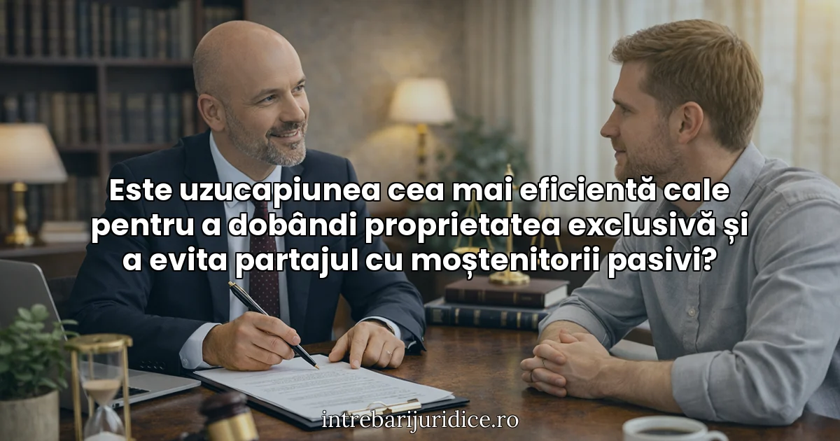 Este uzucapiunea cea mai eficientă cale pentru a dobândi proprietatea exclusivă și a evita partajul cu moștenitorii pasivi?