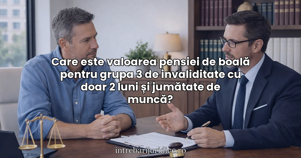 Care este valoarea pensiei de boală pentru grupa 3 de invaliditate cu doar 2 luni și jumătate de muncă?