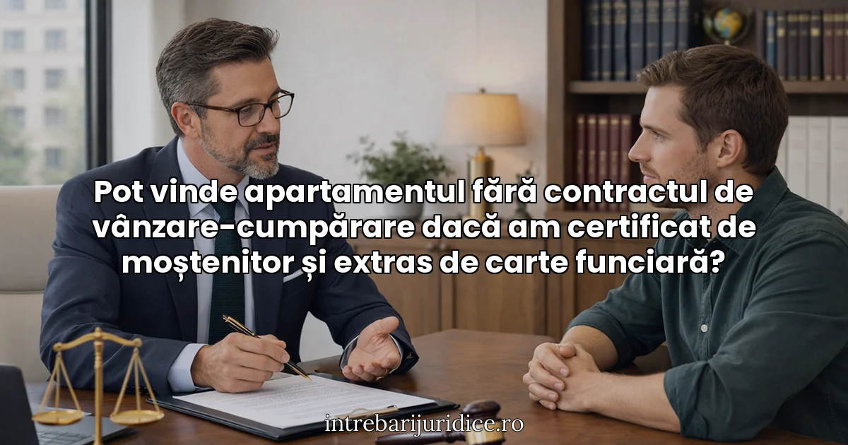 Pot vinde apartamentul fără contractul de vânzare-cumpărare dacă am certificat de moștenitor și extras de carte funciară?