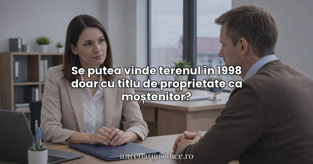 Se putea vinde terenul în 1998 doar cu titlu de proprietate ca moștenitor?